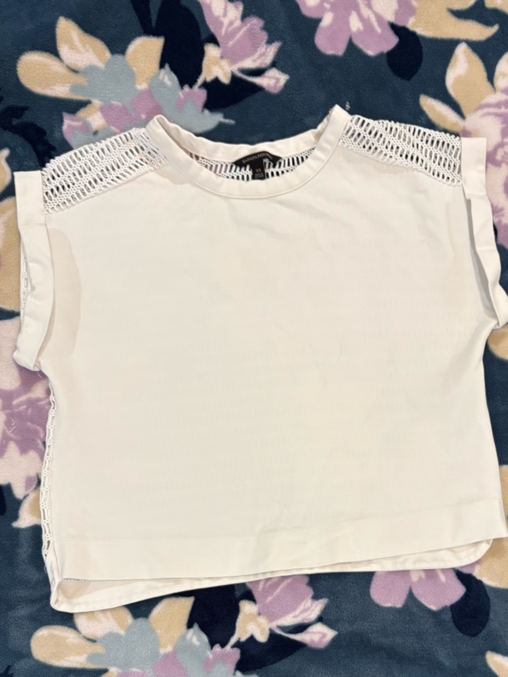 Banana Republic White Crochet-Trim Crop Top